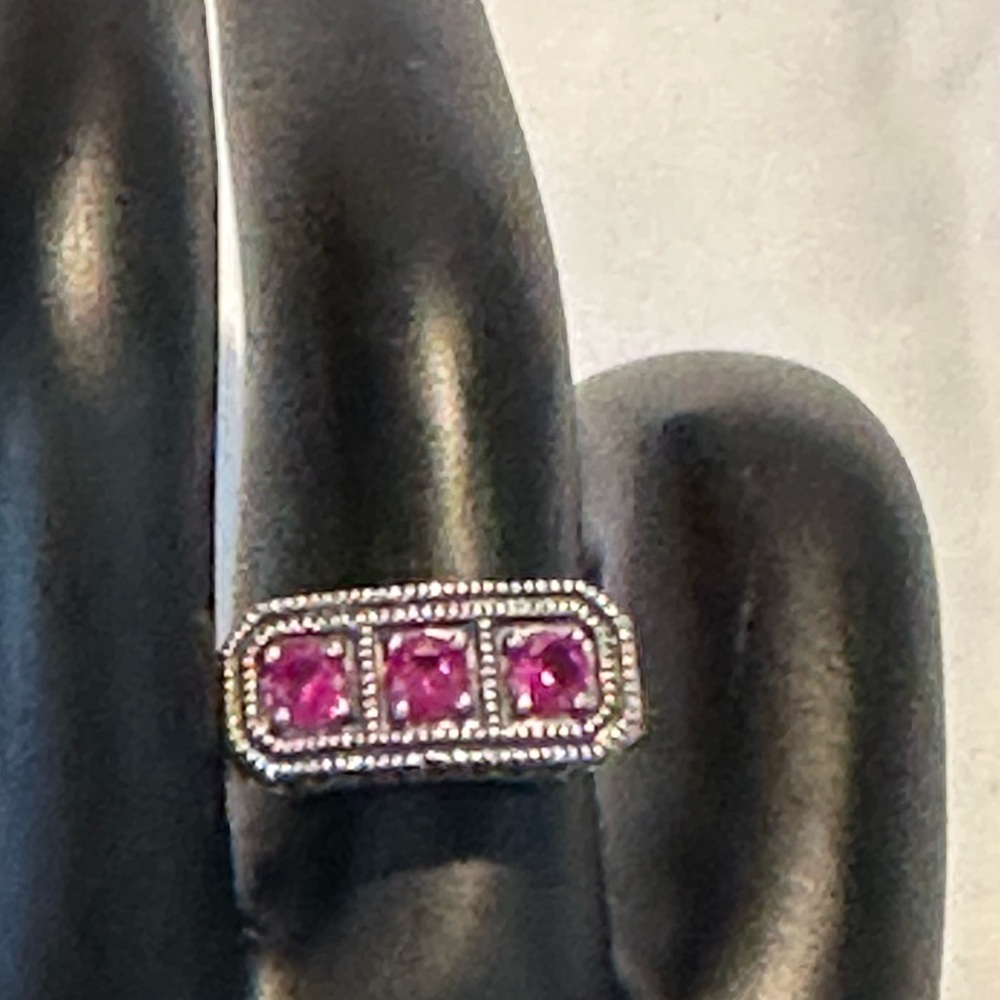 Sterling Silver ruby Three-Stone Ring